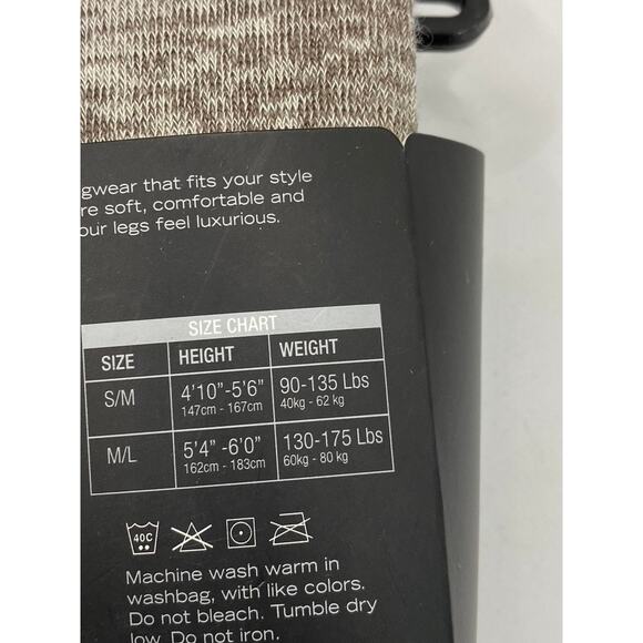 MEMOI Women's Heather Taupe Cotton-Blend Pull-On Sweater Tights SZ M/L - Picture 7 of 8